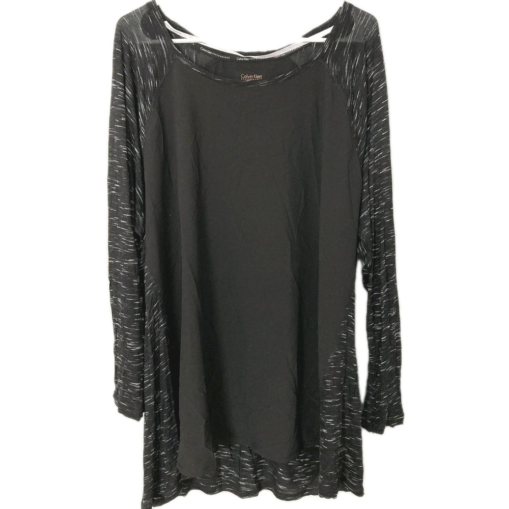 Calvin Klein Performance Shirt Womens 3X Black Quick Dry Long Sleeve Tunic NWT